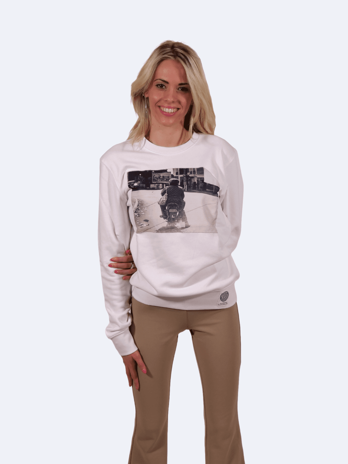 ICON BIKER WHITE LADY SWEATSHIRT